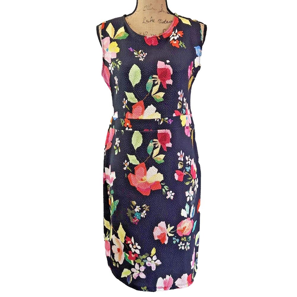 Princess Goes Hollywood Black Floral Sleeveless Sheath Dress Sz 10 Germany